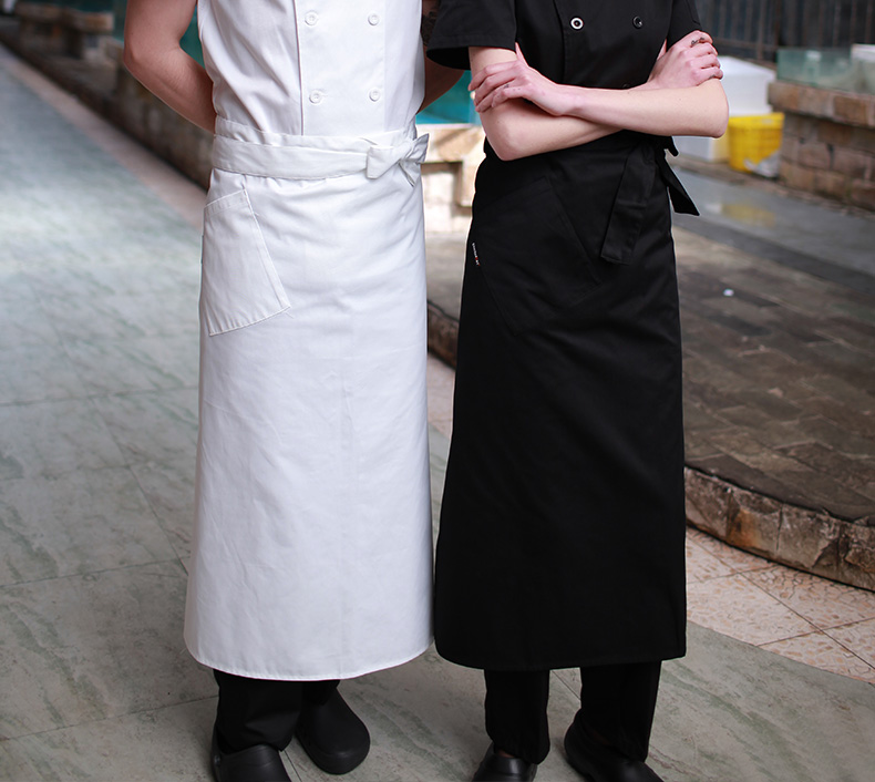 廚師半身圍裙長(zhǎng)款西餐廳廚師工作圍裙黑se半截廚師圍裙定制